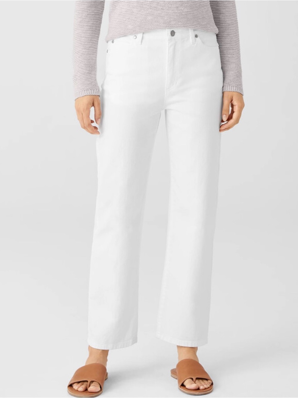 Eileen Fisher Organic Cotton Denim Straight Ankle Jean White Size 8
